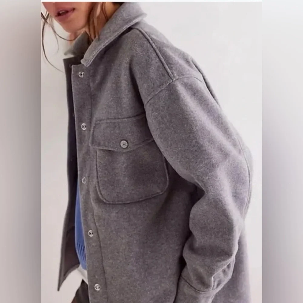 NWOT We The Free Gray Lola Shirt Jacket - XL